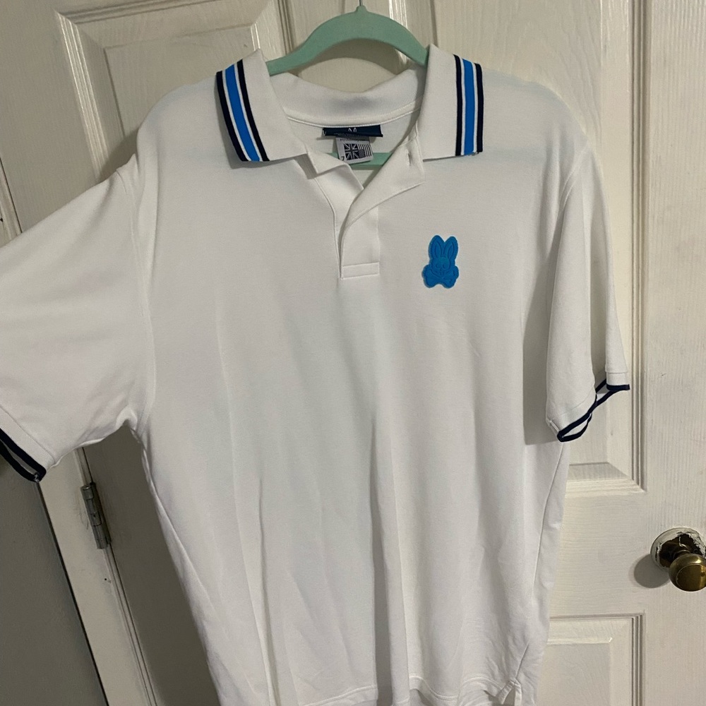 White psycho bunny polo style shirt